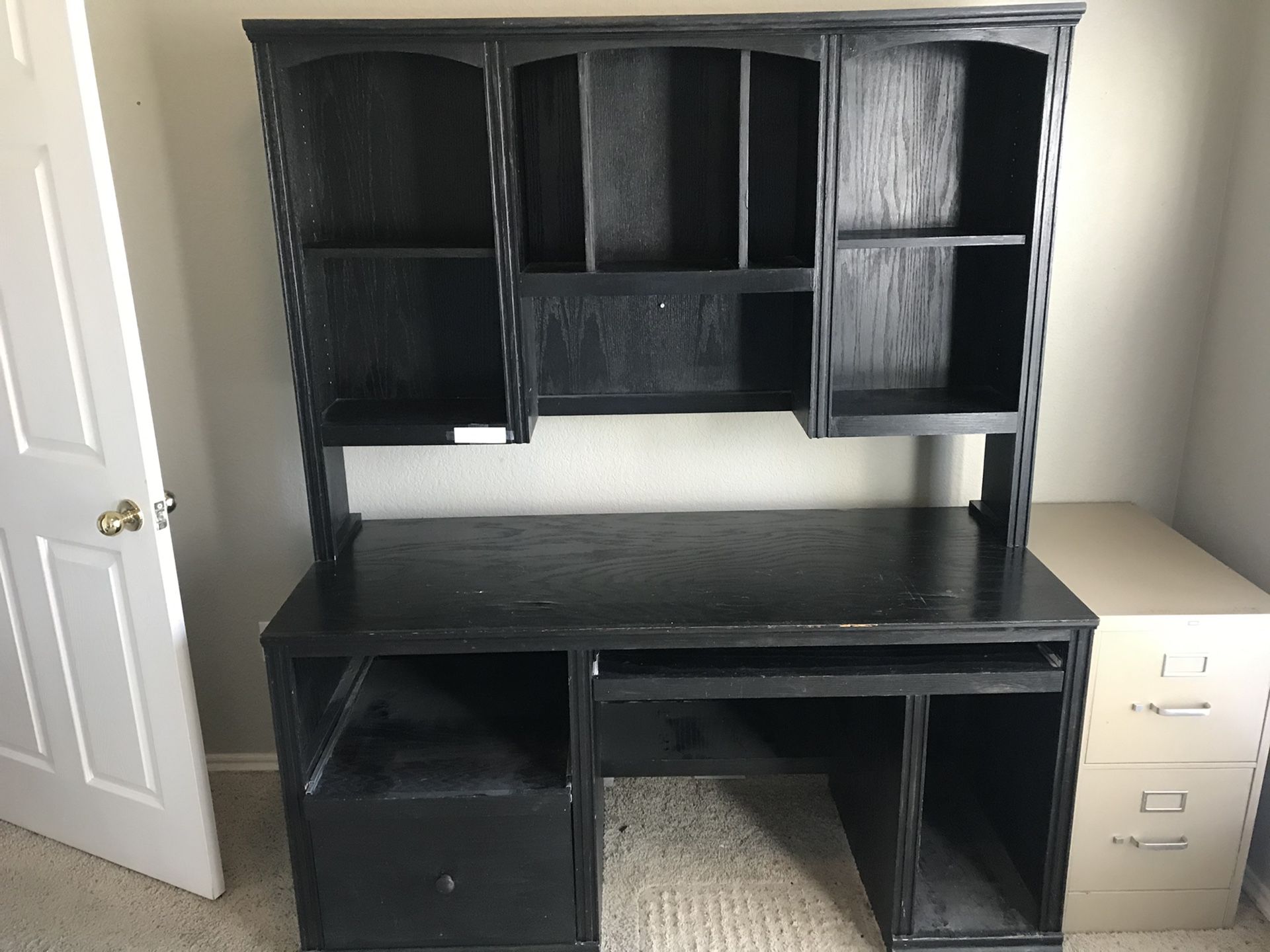 Desk with hutch and book case