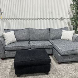 Sectional Sofa Couch - Chaise Lounge - Storage Ottoman - Cleaned - Comfy - Delivery Available 