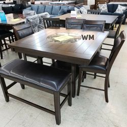Fulton Dark Brown Counter Height Set /Dining table and Chairs 