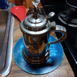 Rare Michelle Shirley Pewter Eagle Lidded Tankard Williamsburg Vintage