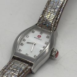 Michele Silver Tone Watch with diamonds
