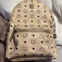 McM Full Sized Beige/gold Backpack