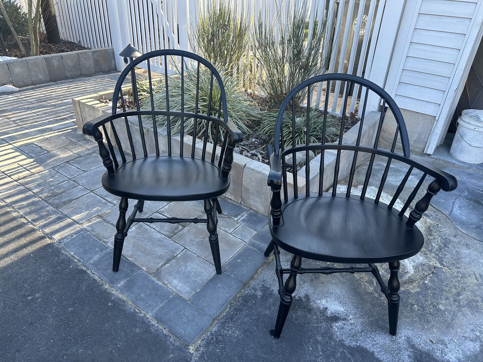 Set Of 2 Black Farmhouse Chairs Solid Oak Chairs