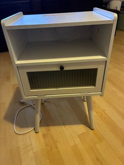 White Nightstand with Glass Door Cabinet