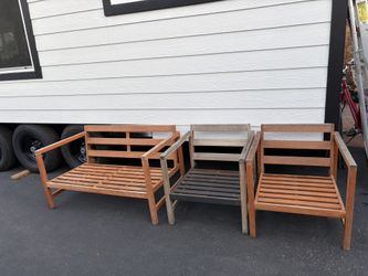 3 Piece Outdoor Patio Safavieh Acacia Wood Chairs And Bench