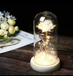 Galaxy rose with base warm LED lights