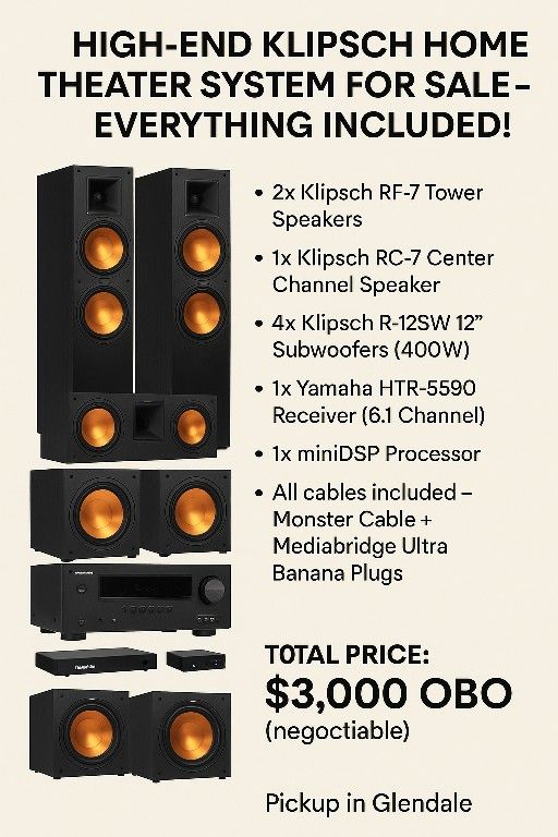 High-End Klipsch Theater System – Everything Included!