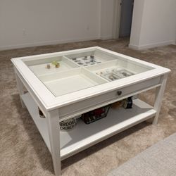 IKEA LIATORP Coffee Table with Tempered Glass and Display Drawer 93cm x 93cm
