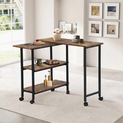 Homy Casa Joes 32” Rolling Storage Cart Multi-Purpose Utility Desk  