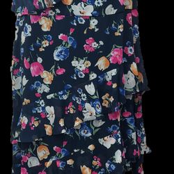 Ralph Lauren Women's Blue Floral Crinkled Georgette Gown