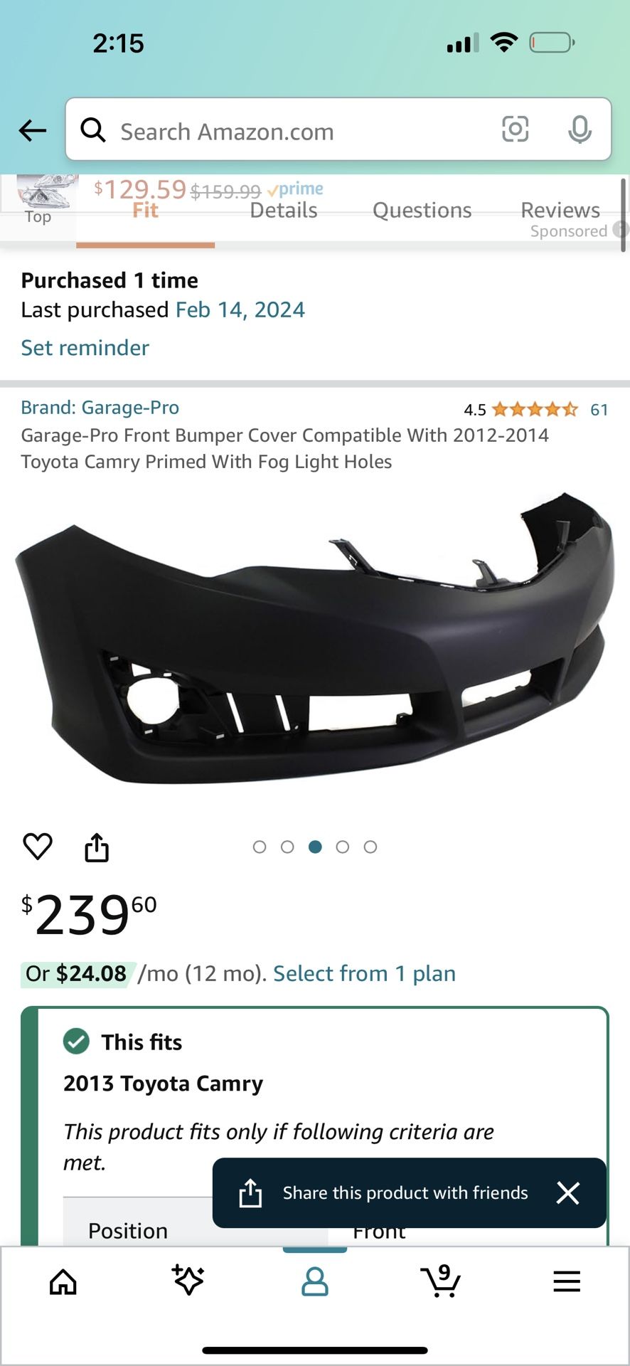 Camry Bumper And Headlight 
