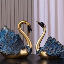 🔥 Light Luxury Pop-Up Model! European Black And Blue Swan Ornament Set｜Living room/Entryway/Wine Cooler Ambience Sense Of God 