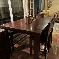 Dark Brown Wood Dining Table 