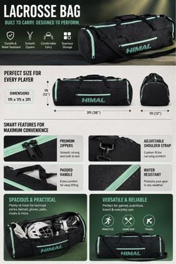 Himal Lacrosse Bag Large Black and Mint, original price$47