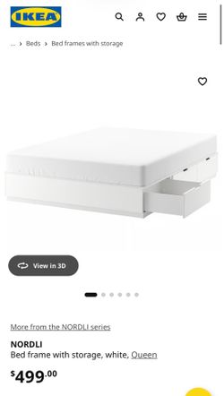 IKEA Nordli White Bed Frame with Headboard