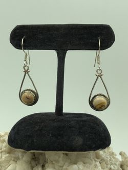 925 Sterling Silver Round Cabochon Jasper Dangle Hook Earrings