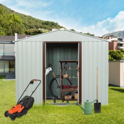 White Metal Backyard Tool Shed 8ft x 4ft: Outdoor, Metal Foundation, for Garden & Patio