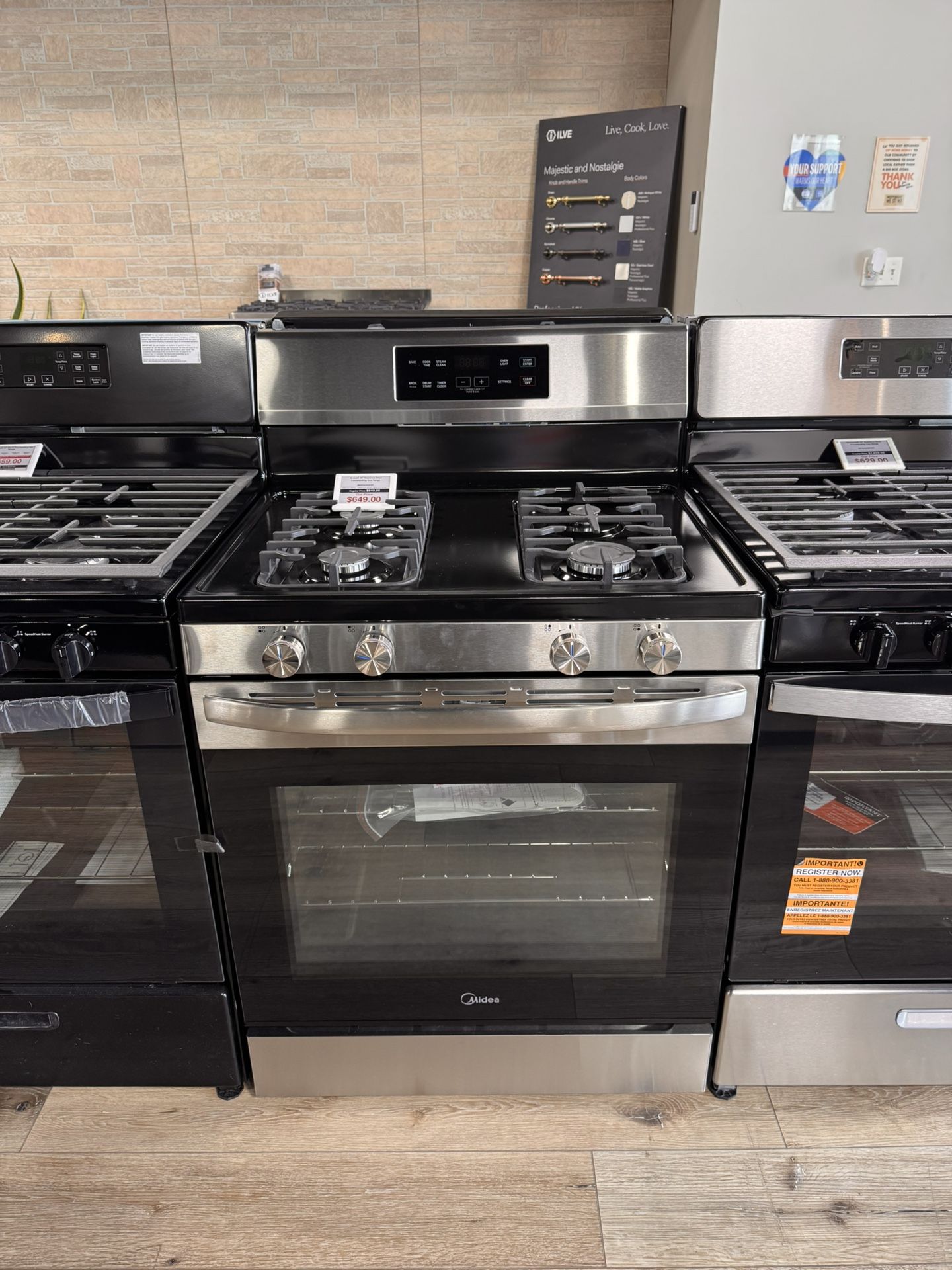 Brand New Midea 6.1 Cu. Ft. Stainless Freestanding Gas Range mgr30s2ast