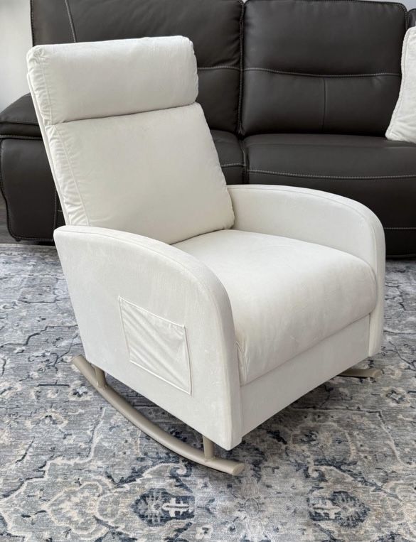 New in box velvet rocking nursery chair