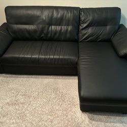 Black Leather Couch With Chaise Lounge 
