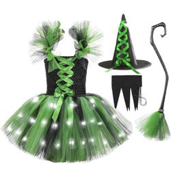 Tutu Dreams LED Witch Costume for Girls Halloween Costumes Light Up Tutu Dress with Witch Hat Birthday Holiday Party