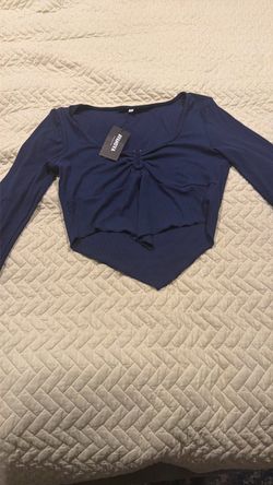 Avanova Navy Blue Bow Front Crop Top