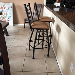 Pair of Wrought Iron Counter Height, Stools