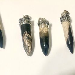 Sterling Silver Bullet Shaped Palm Stone Pendants 