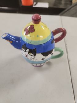 Teapot and cup 2 tier 2 in 1 tea set