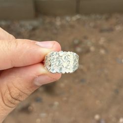 925 Silver Nugget Ring With Diamond Cut