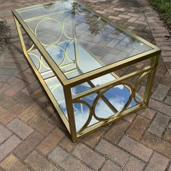 Hollywood Regency Gold Mirrored Coffee 