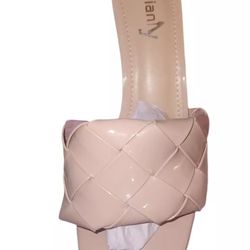 Nude Braided Square Toe Sandals Slip On mules New In Box Vivianly Size 9