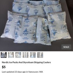 Not sold !!! Nordic Ice Packs And Styrofoam Shipping Coolers