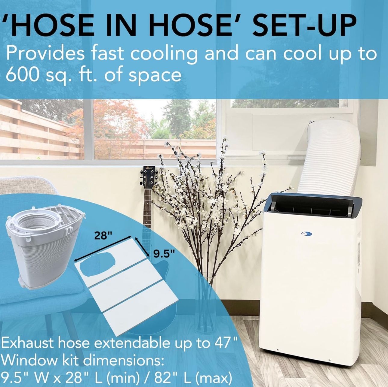 Whynter Inverter Portable Air Conditioner 14,000 BTU with Dual Hose, Dehumidifier, Cooling Fan & Smart Wi-Fi for 600 Sq Ft Rooms, NEX ARC-1230WN (12,0