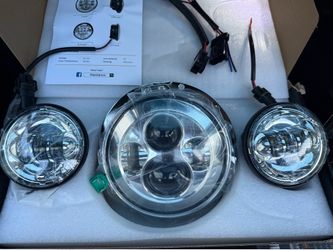 HWSTAR DOT 7" LED  Headlight + Pair 4.5" Fog  For Harley Electra Glide 6500K New