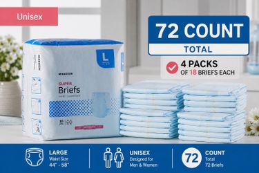 72-count McKesson Super Briefs. Size L. Moderate Absorbency, PremiumOdor Control