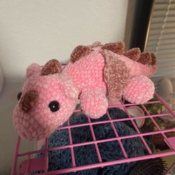 Pink crochet dragon