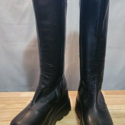 Black Platform Knee High Boots - Size 6,5-7 (41)