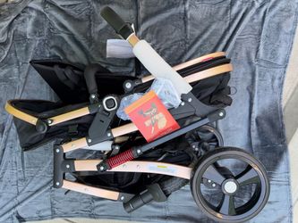 Foldable Baby Stroller with Gold Frame