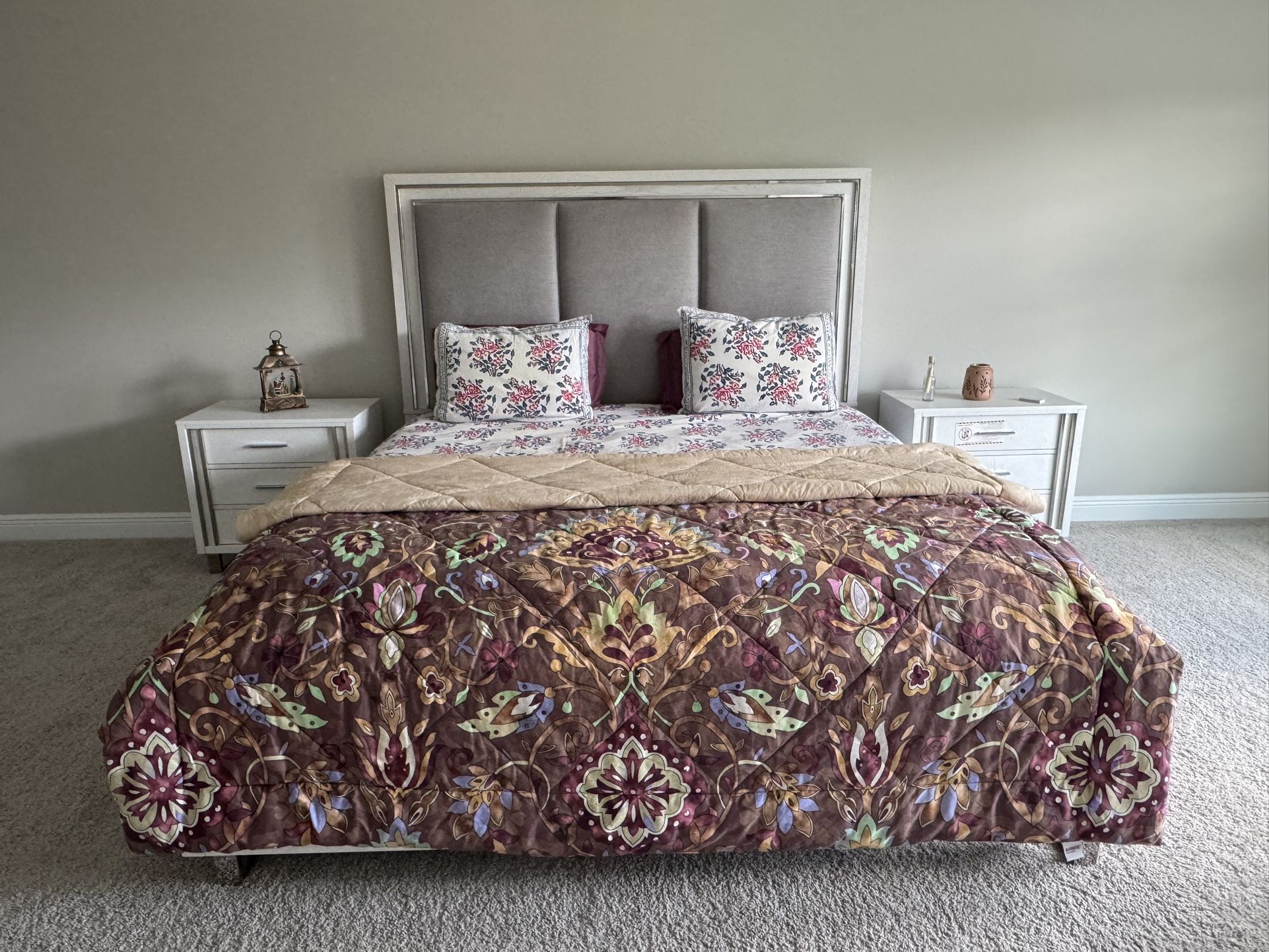 King Size Full Bedroom Set With Headboard, Nightstands, Dresser And Mattress