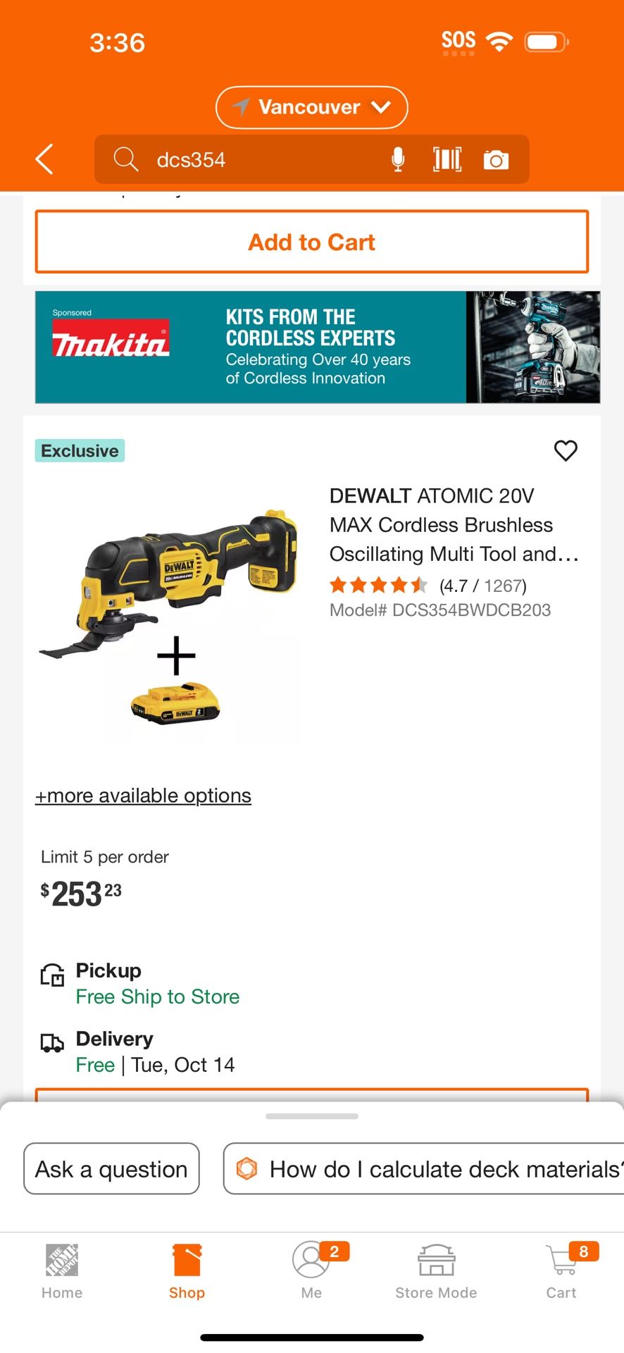 DEWALT ATOMIC 20V MAX Cordless Brushless Oscillating Multi Tool and (1) 20V 1.7AHBattery