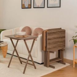 Set Of 3 Tv Tray Table Tables - Rustic Gray - New