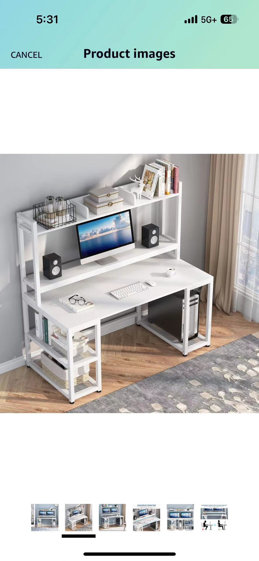  55 Inches Computer Desk with Hutch and Monitor Stand Riser, Rustic Industrial Desk Computer Table Studying Writing Desk Workstation with Storage Shel