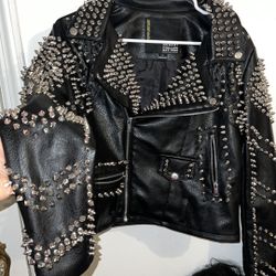 Robert Phillipe Spiked Faux Leather Jacket 