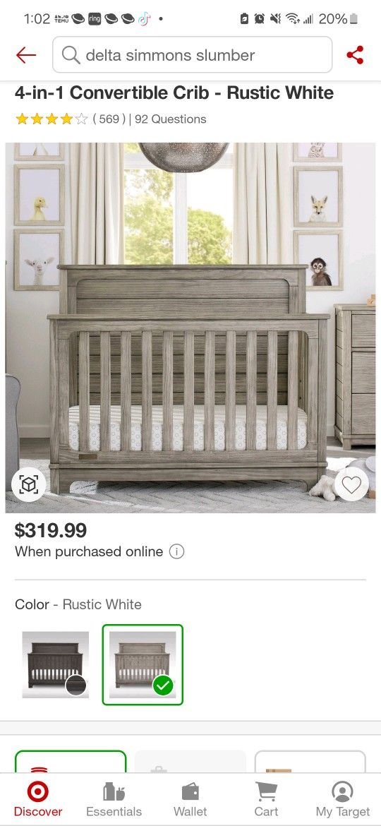 Simmons kids slumbertime Monterey 41 convertible crib for Sale in San