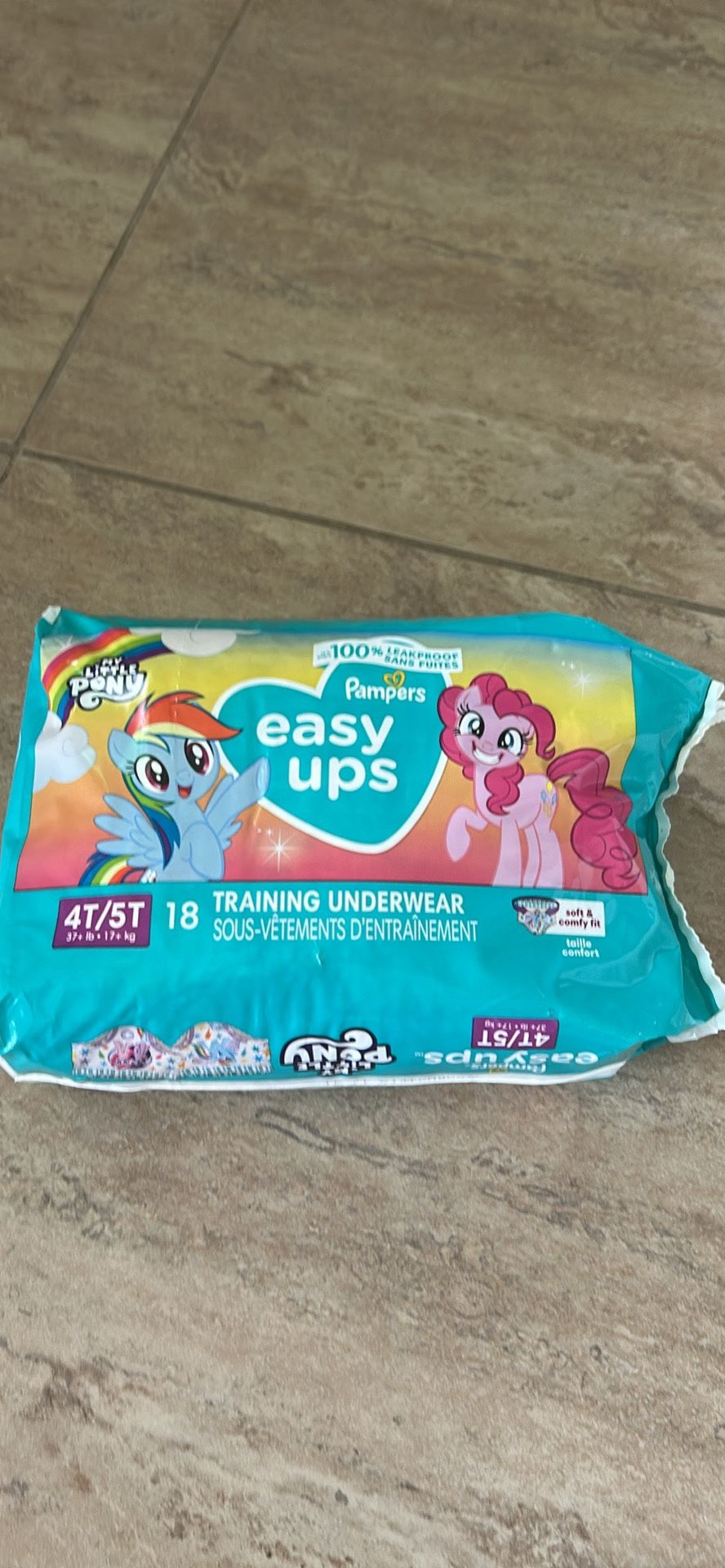 1 Pampers Easy Ups Girls Potty Training Pants, Size: 4T/5T/6T, 15-18 Count