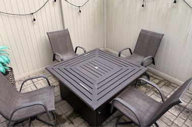 5 piece outdoor square fire table