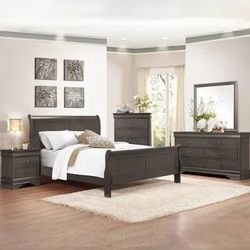Queen Bed frame Dresser Mirror And 1 Night Stand 
