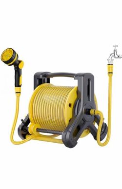 70Ft Retractable Garden Hose Reel with 10 Spray Patterns, Portable Wall Mount/Floor Water Pipe Spool, Compact Design for Easy Garden Watering, Car Was