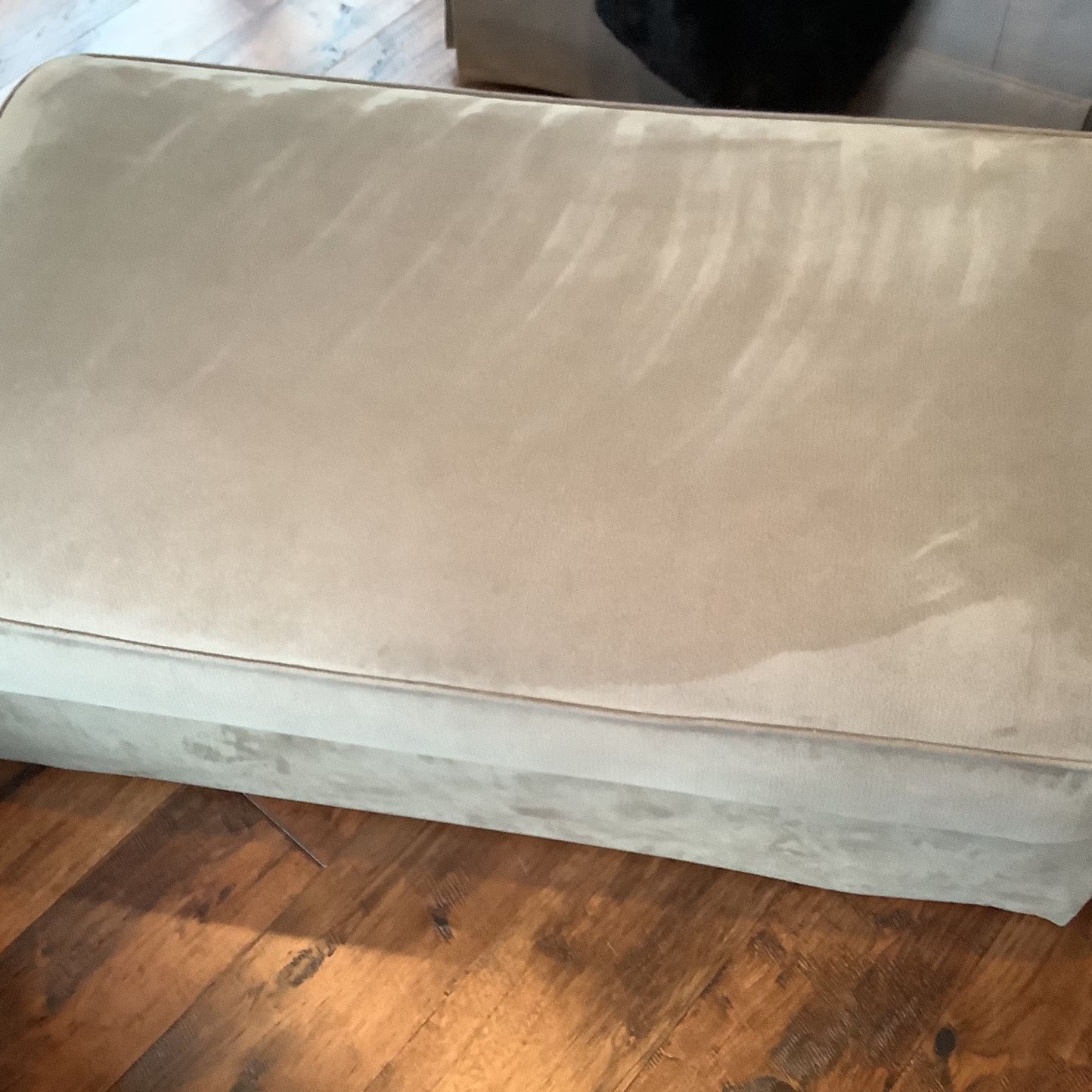 OVERSIZED TAUPE OTTOMAN/COFFEE TABLE, MICROFIBER. ONE. THERE ARE TWO AVAILABLE.